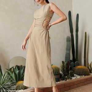 Lace Up Waist Split Back Dress